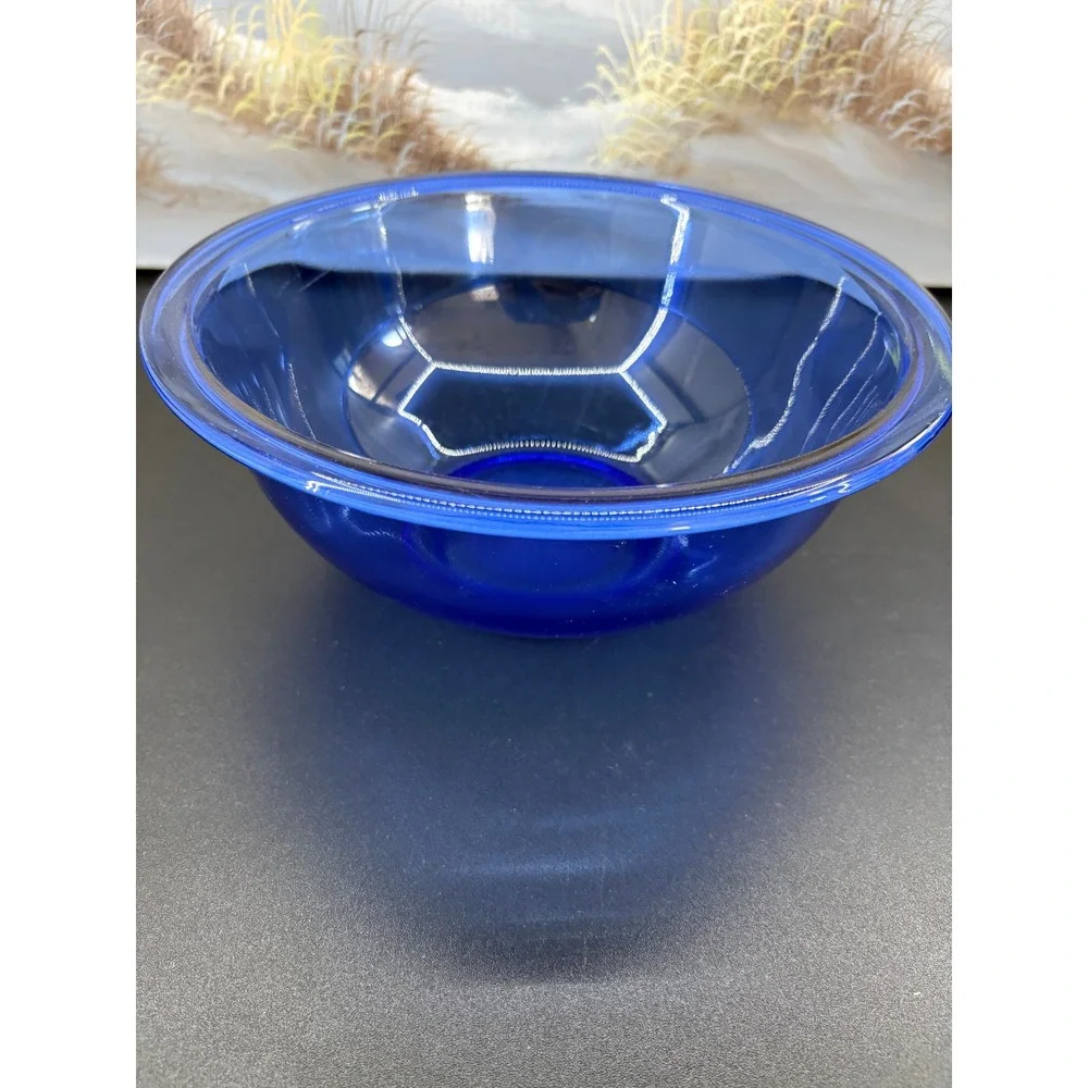 Pyrex Cobalt Blue Glass Mixing Bowl 2.5 Quart 325 Round Serving Dish Vintage